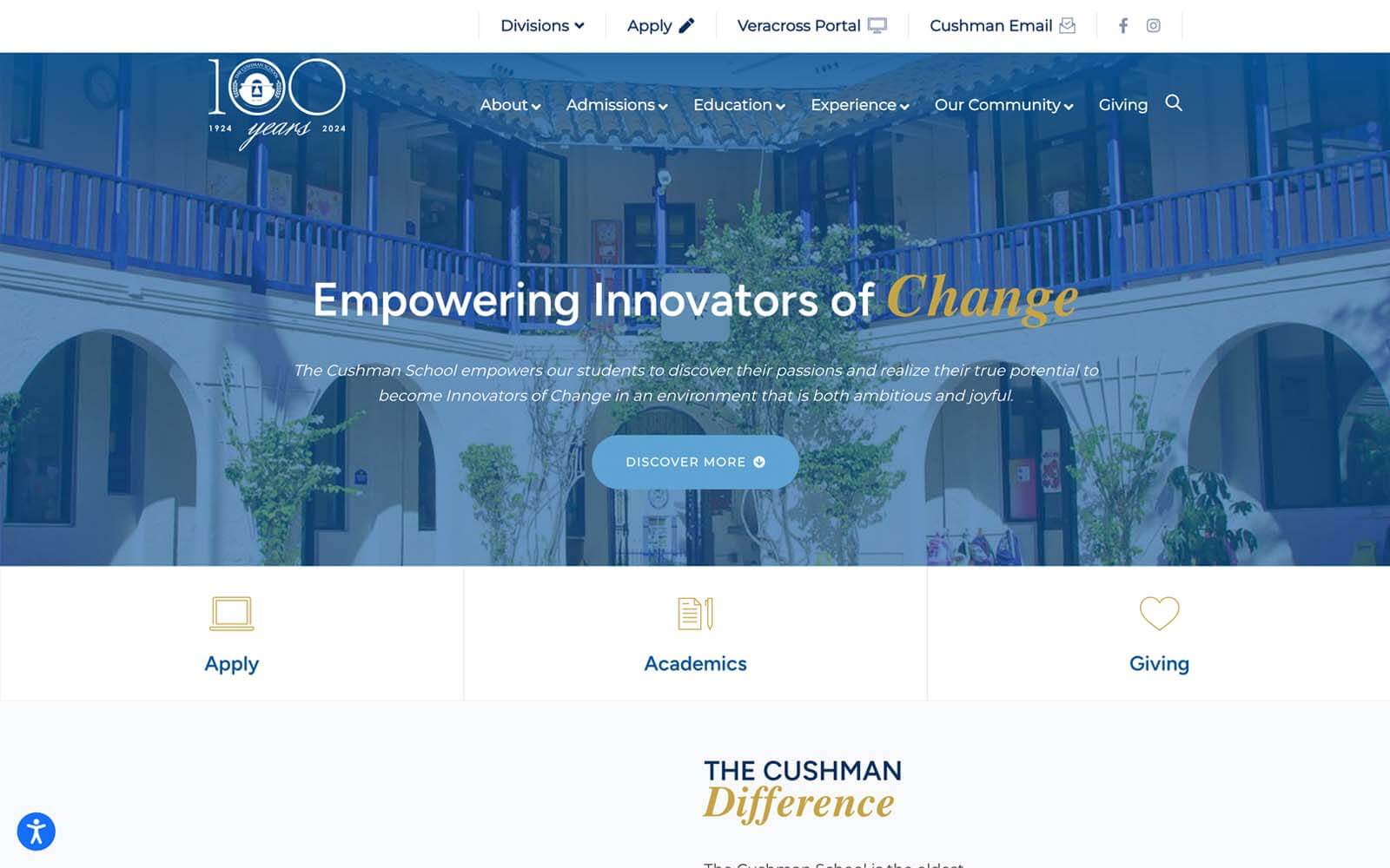 The Cushman School home page hero