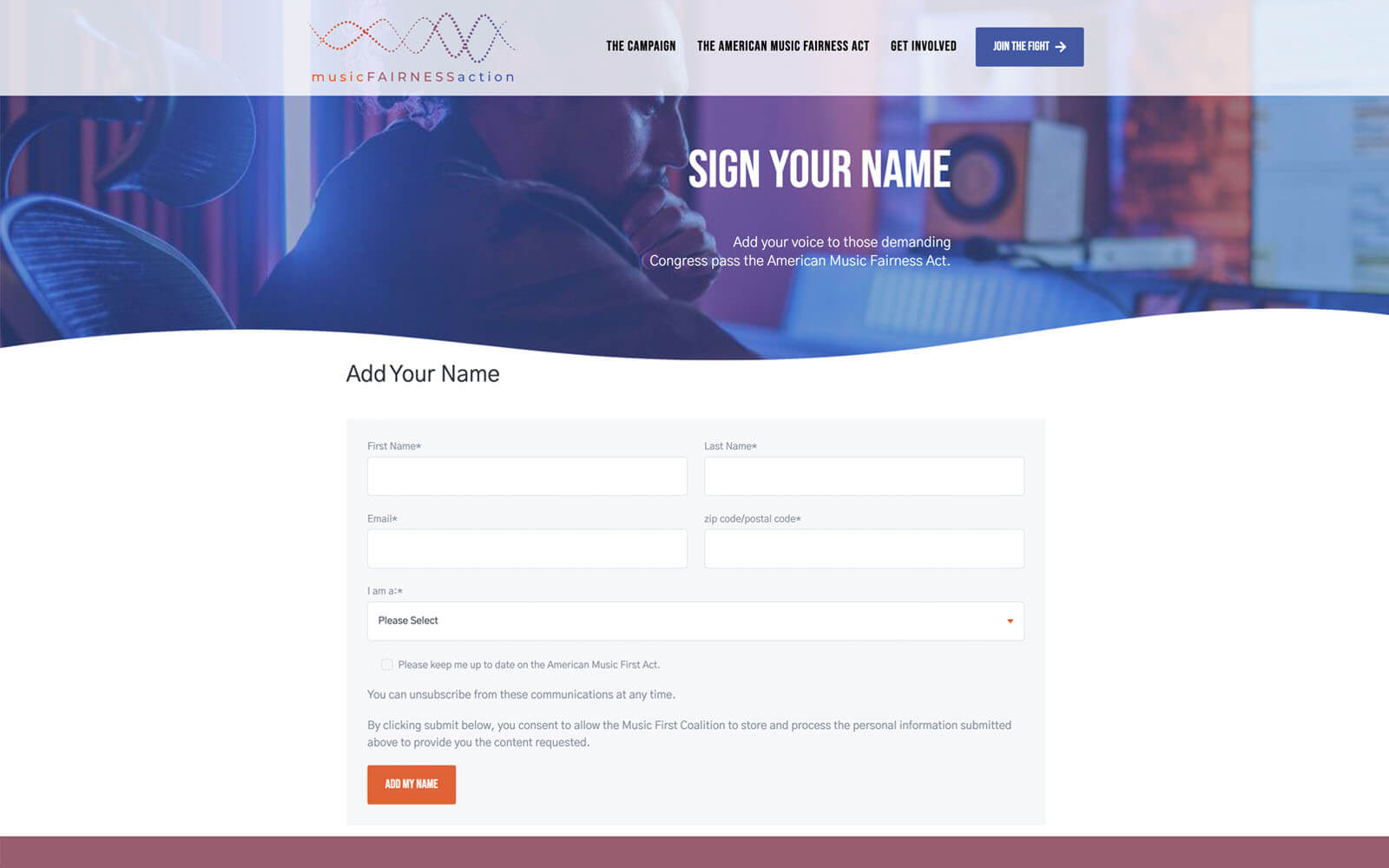 musicfirst sign up page