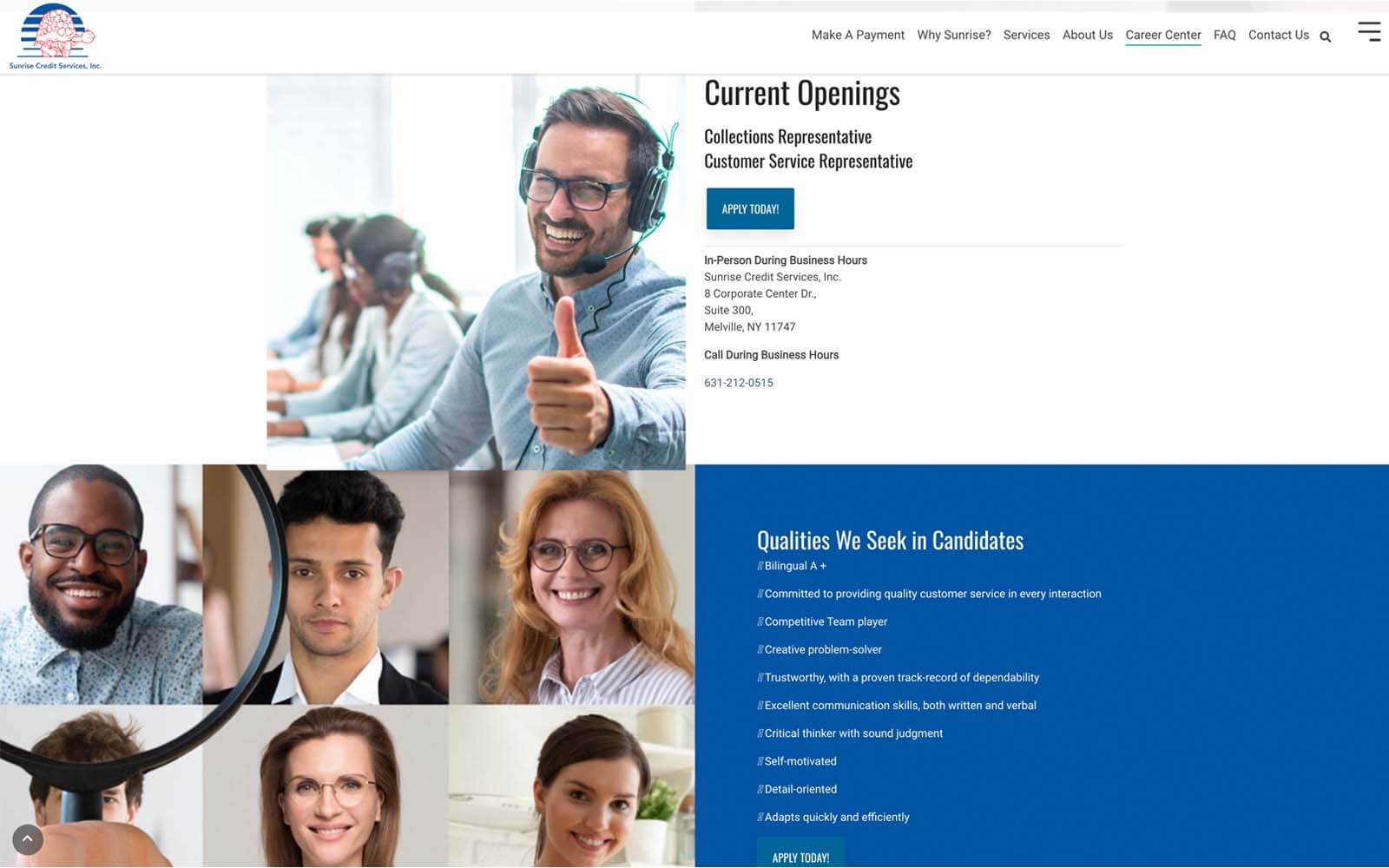 Sunrise Credit Services, Inc.: Career Center